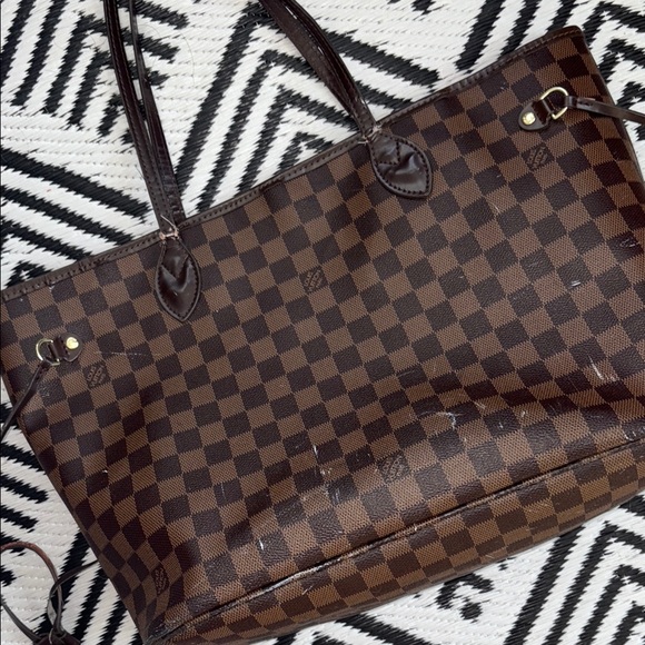 ❤️Elegant Brown Checkered Tote Bag & Dust Bag - Picture 2 of 11